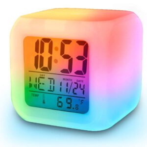 Smart Digital Alarm Clock, 7 Color Changing Night Light, Digital Multifunctional Temperature